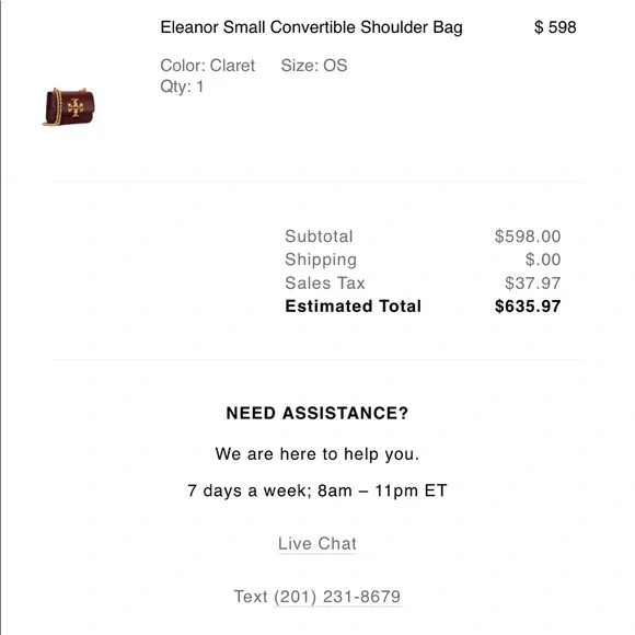 NWT Tory Burch Eleanor bag in Claret - Picture 4 of 5